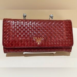 Prada Woven Leather Long Wallet